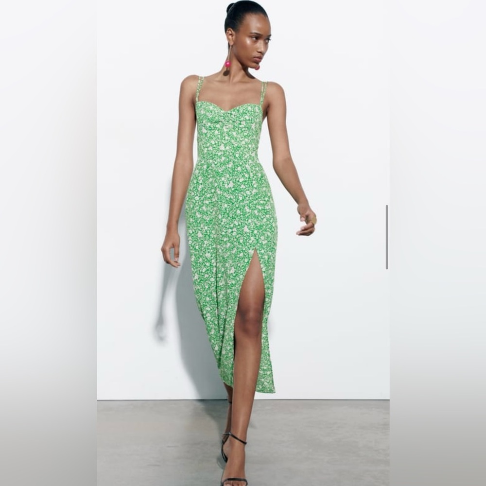 ZARA PRINTED CORSET STYLE DRESS SIZE SMALL